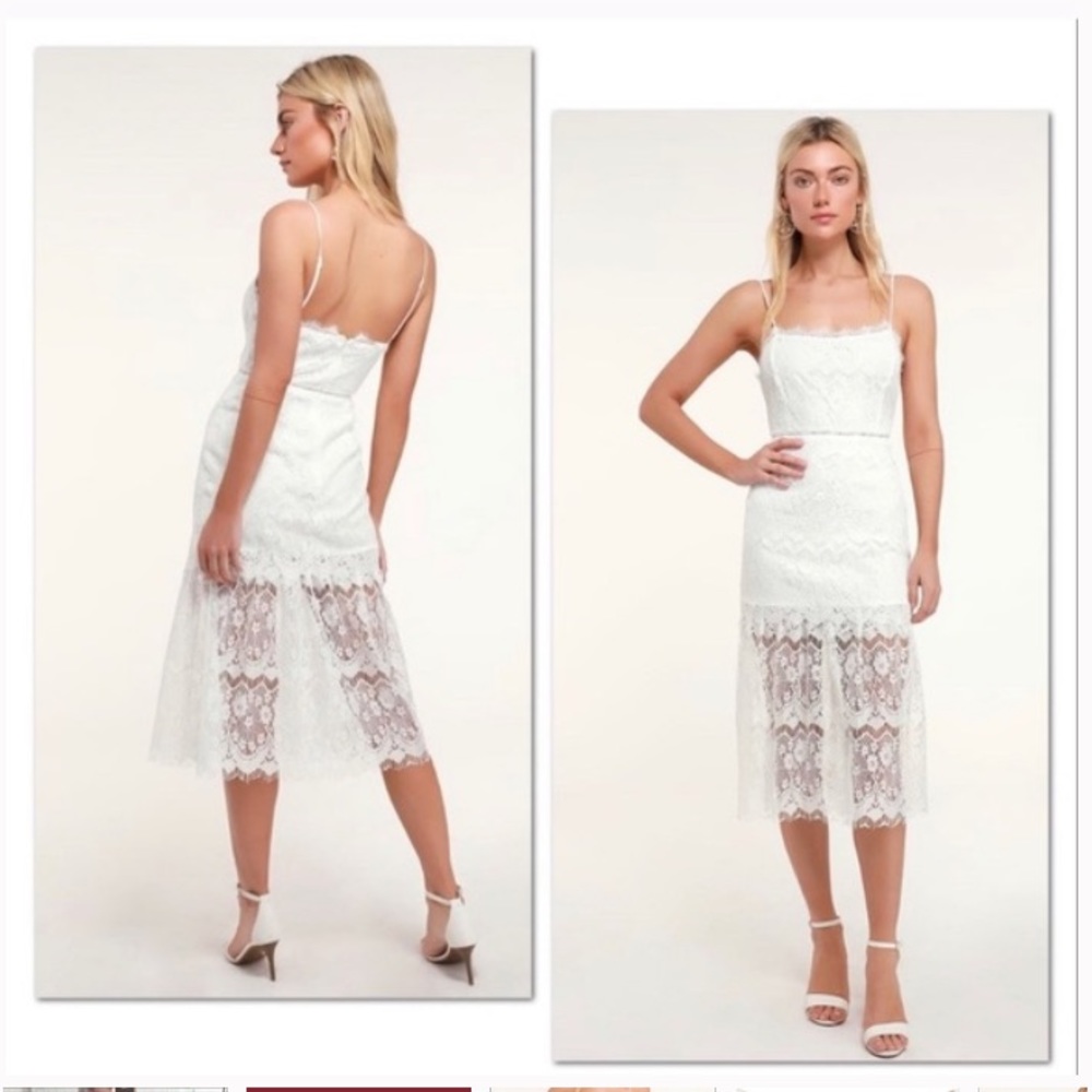 Lulus wagner white lace midi dress